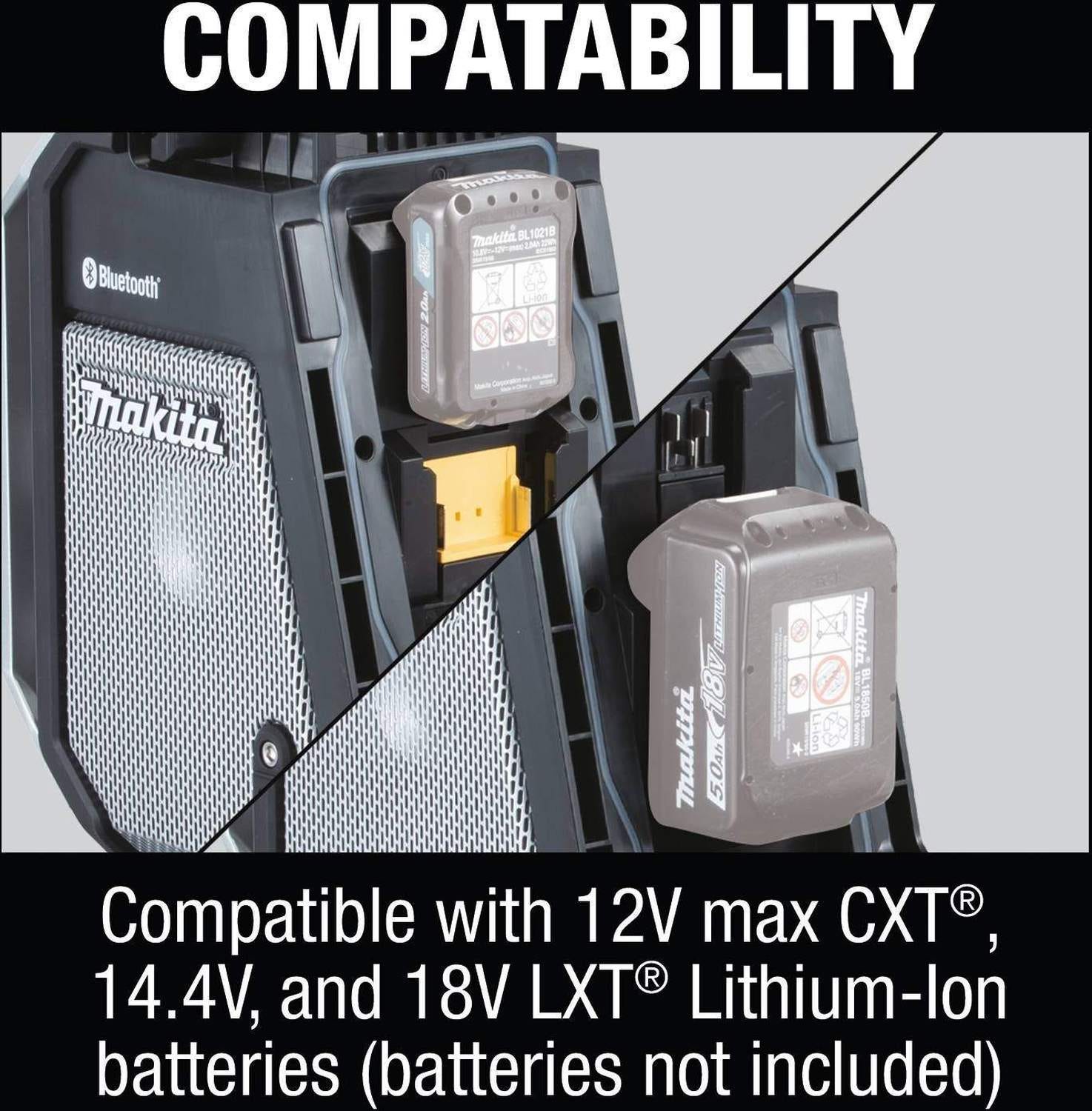 Makita XRM09B 18V LXT / 12V max CXT Lithium"‘Ion Cordless/Corded Bluetooth Job Site Radio, Tool Only