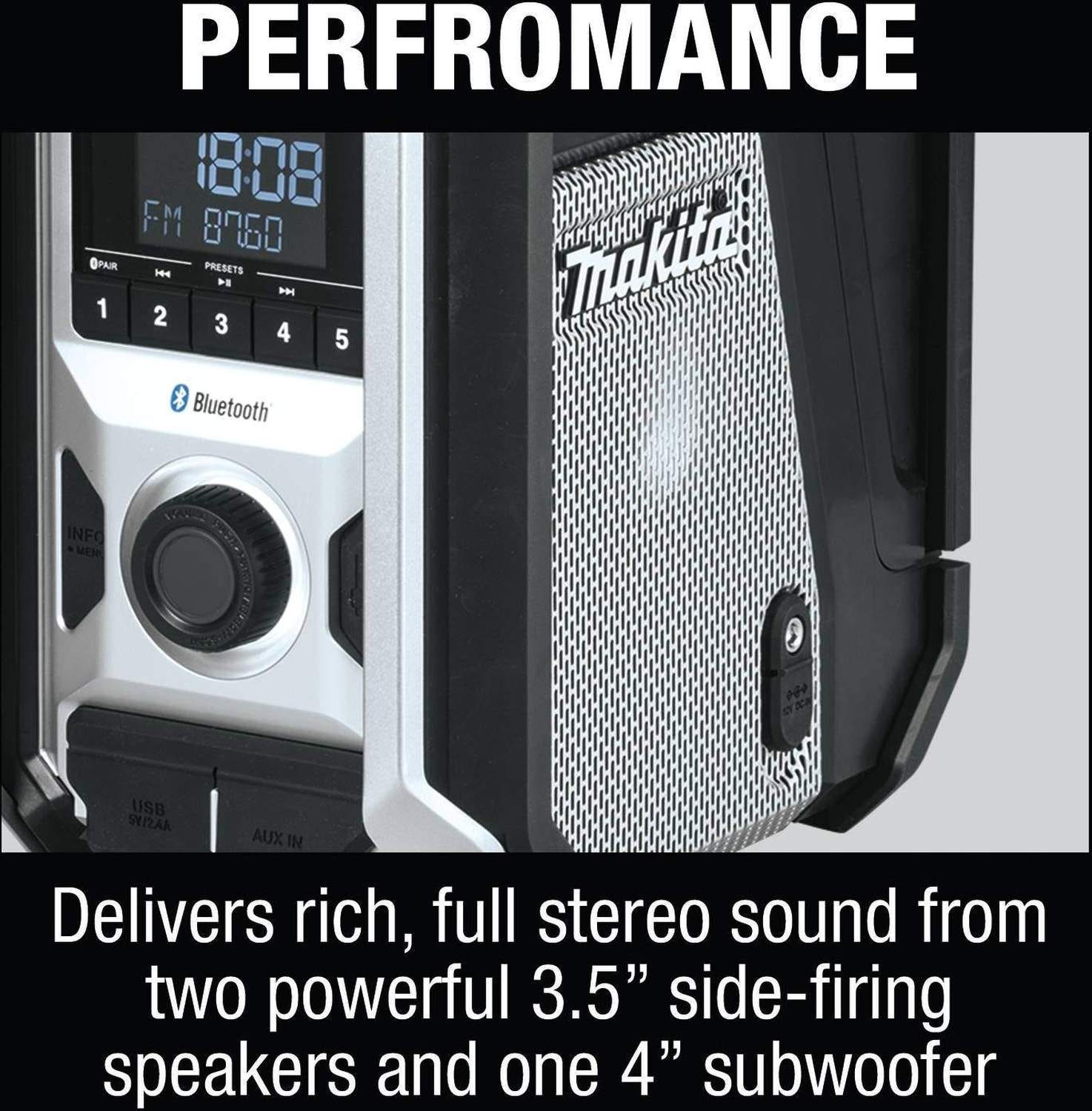Makita XRM09B 18V LXT / 12V max CXT Lithium"‘Ion Cordless/Corded Bluetooth Job Site Radio, Tool Only