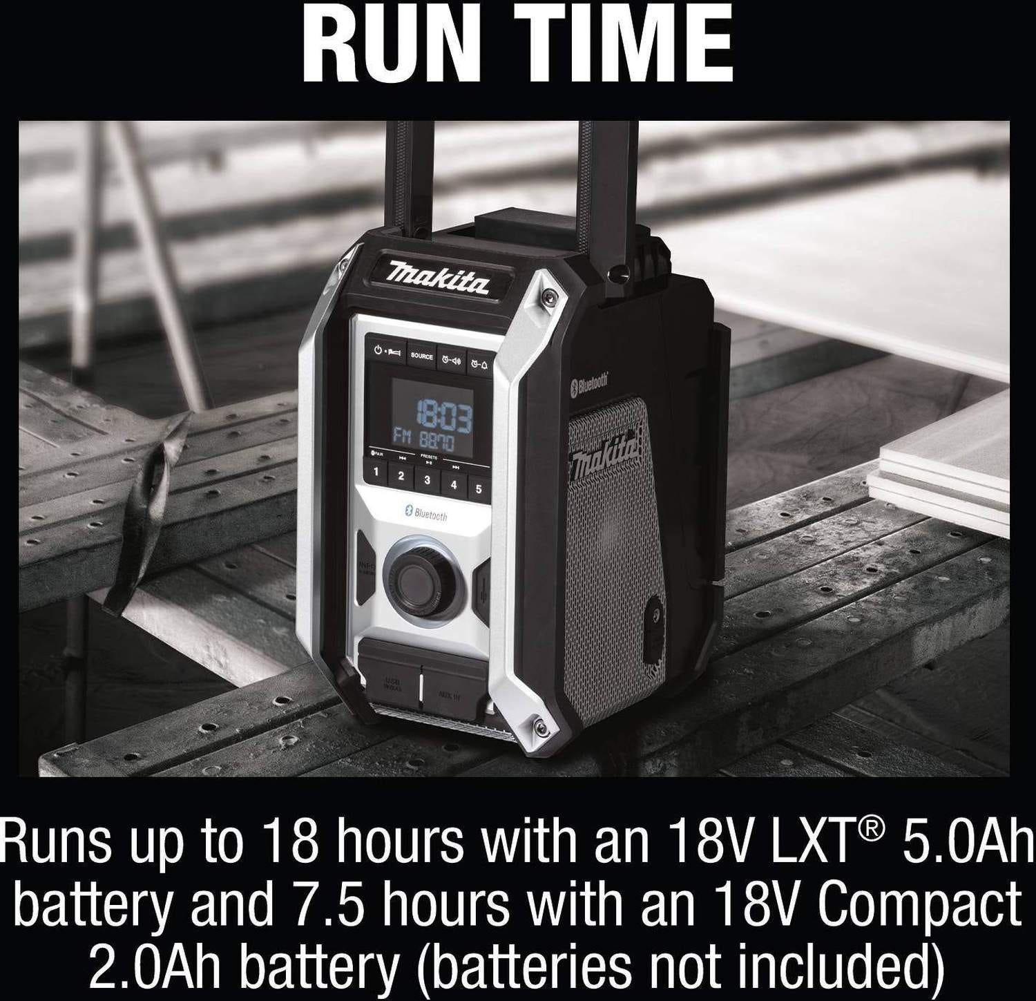 Makita XRM09B 18V LXT / 12V max CXT Lithium"‘Ion Cordless/Corded Bluetooth Job Site Radio, Tool Only