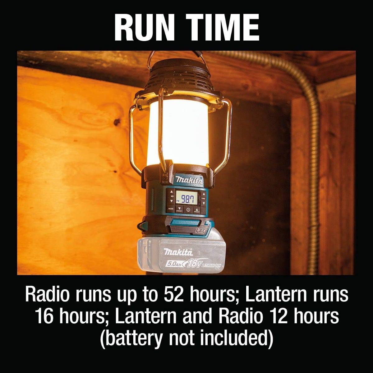 Makita XRM12 18V LXT Lithium-Ion Cordless Lantern with Radio, Tool Only