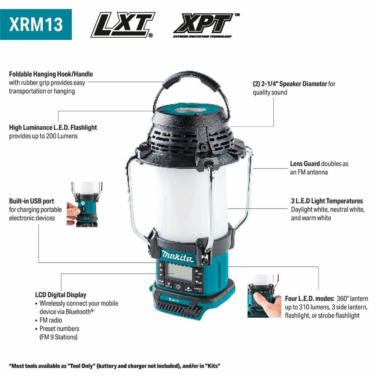 Makita Bluetoothラジオ Makita 18V LXT/12V max CXT Lithium-Ion Cordless Bluetooth Job Site