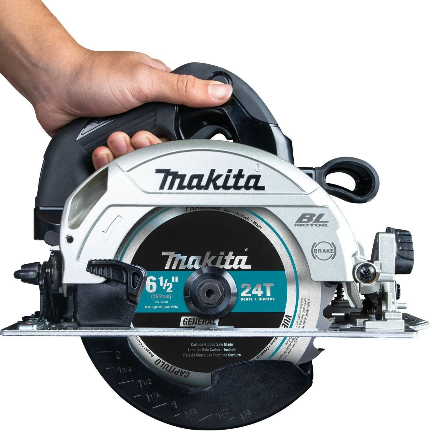 Makita 18V LXT Sub-Compact Brushless 6-1/2" Circular Saw w/ 18V LXT 3/8" Angle Drill & 18V LXT 5.0Ah Battery