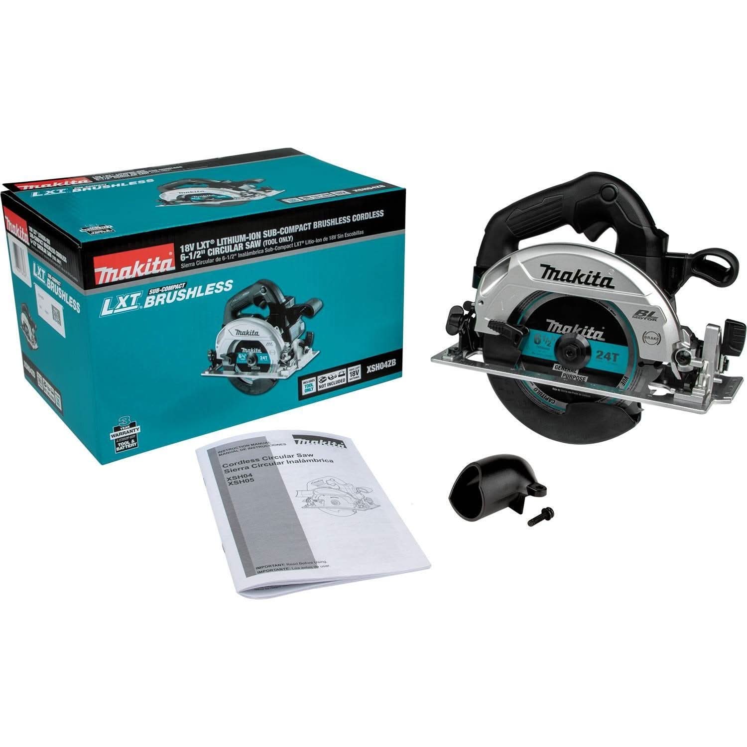 Makita 18V LXT Sub-Compact Brushless 6-1/2" Circular Saw w/ 18V LXT 3/8" Angle Drill & 18V LXT 5.0Ah Battery