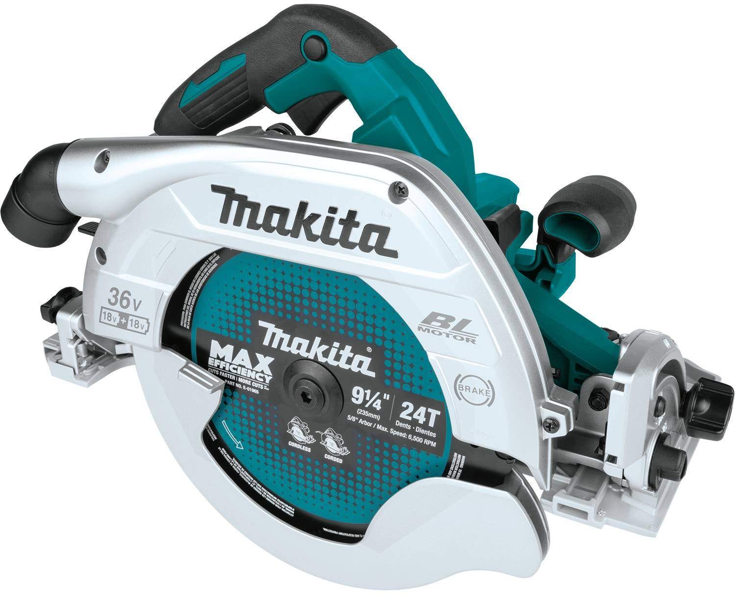 Makita XSH10Z 36V (18V X2) LXT Brushless 9-1/4" Circular Saw with Guide Rail Compatible Base, AWS Capable, Tool Only