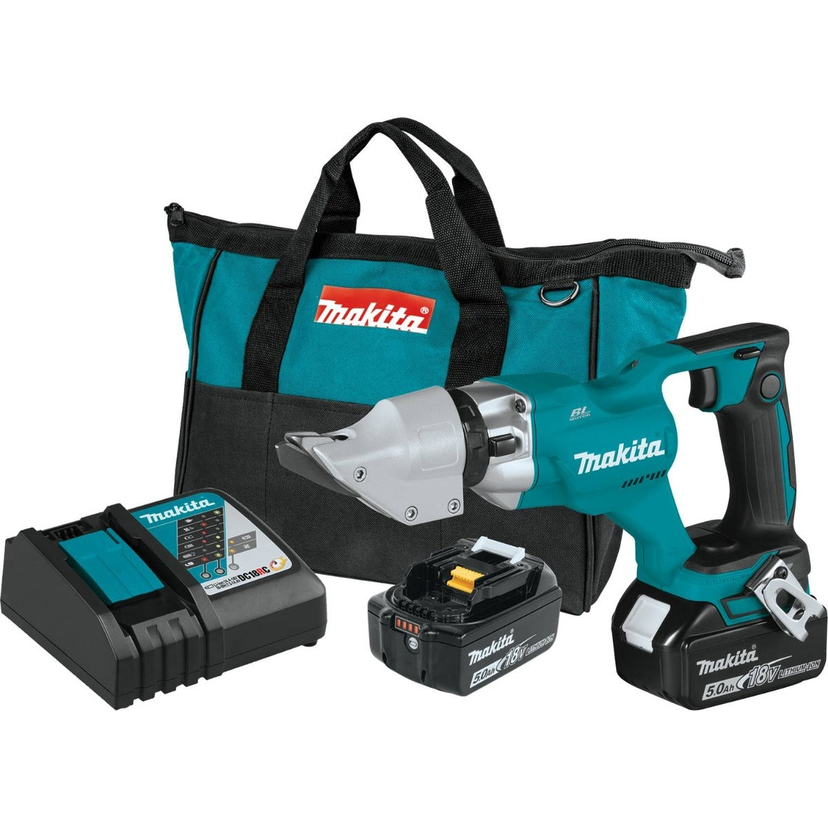 Makita XSJ03T 18V LXT Lithium-Ion Brushless Cordless 14 Gauge Straight Shear Kit (5.0Ah)