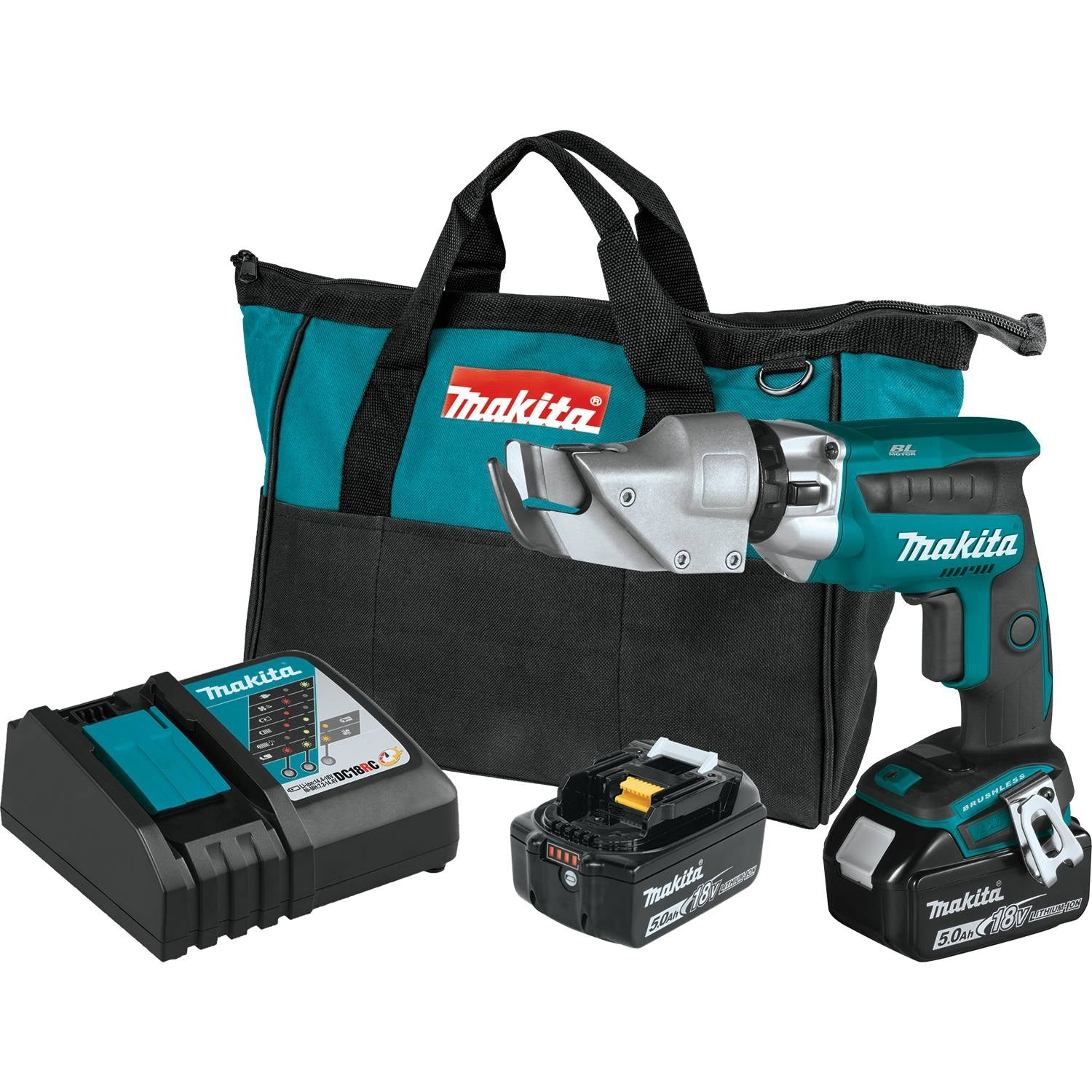 Makita XSJ04T 18V LXT Lithium-Ion Brushless Cordless 18 Gauge Offset Shear Kit (5.0Ah)
