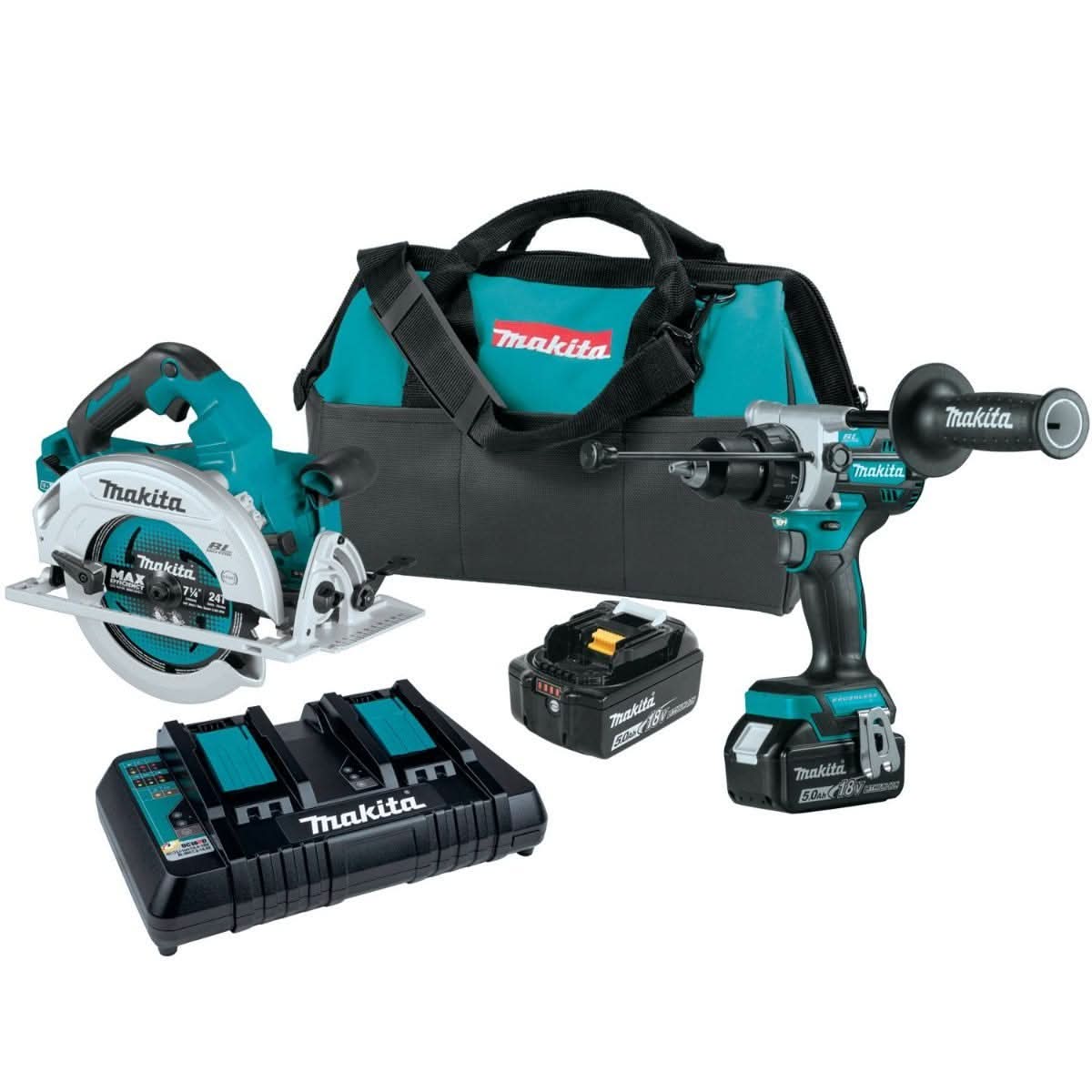 Makita 18V LXT Brushless Cordless 2-Piece 5.0Ah Combo Kit with 2-Pack Batteries