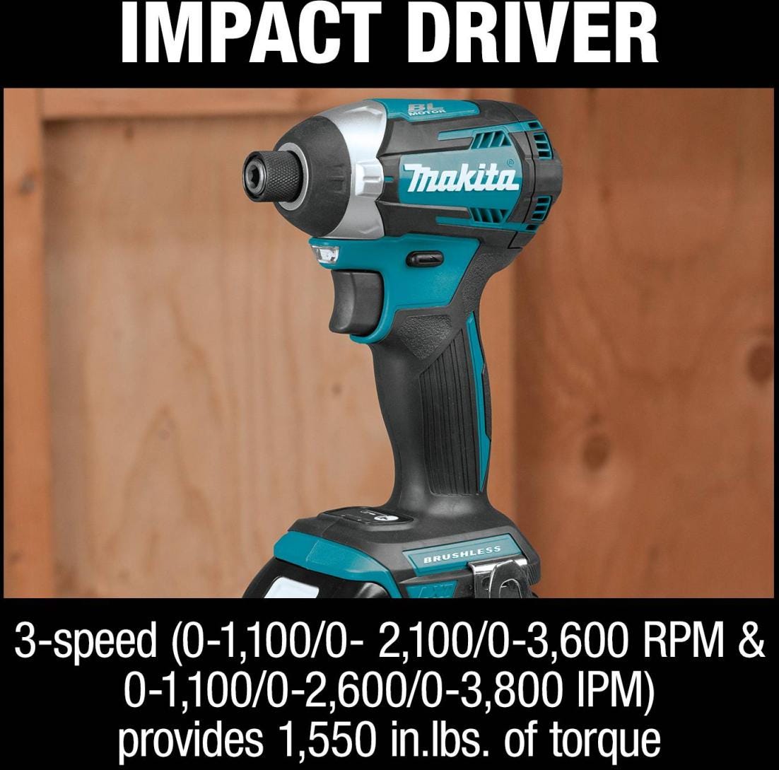 Makita XT452T 18V LXT Lithium-Ion Brushless Cordless 4-Pc. Combo Kit (5.0Ah)