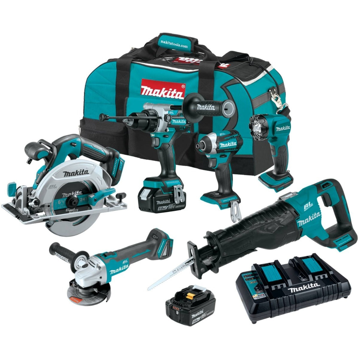 Makita XT616PT 18V LXT Lithium-Ion Brushless Cordless 6-Pc. Combo Kit (5.0Ah)
