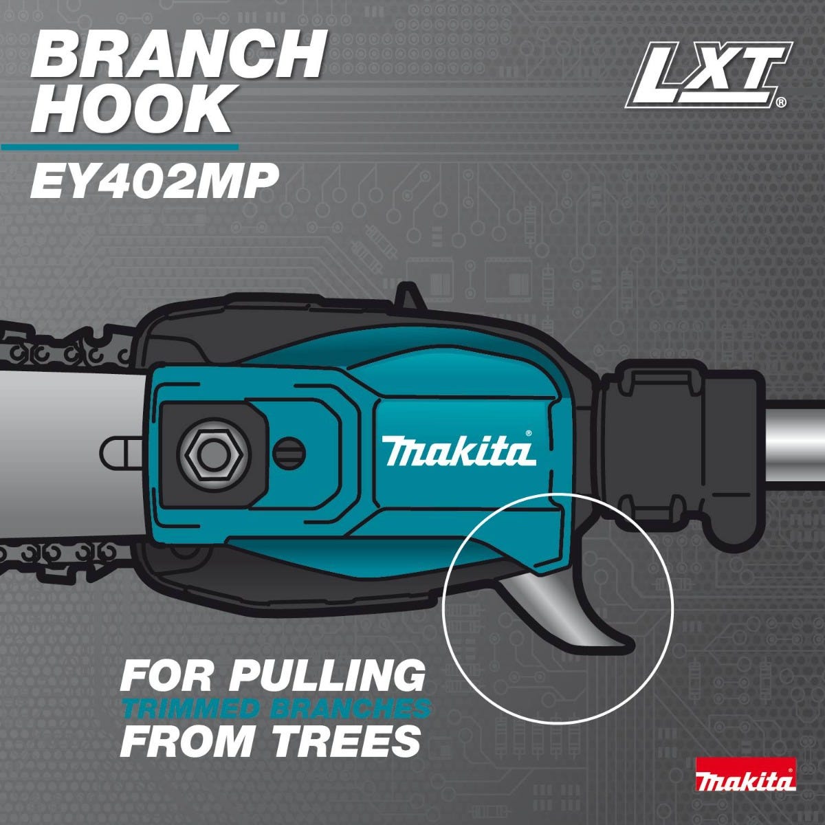 Makita XUX02SM1X5 18V LXT Brushless Couple Shaft Power Head Kit w/ String Trimmer, Pole Saw & Articulating Hedge Trimmer Attachments (4.0Ah)