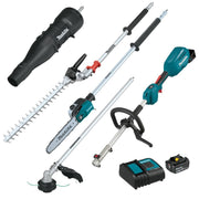 Makita XUX02SM1X6 18V LXT Brushless Couple Shaft Power Head Kit w/ String Trimmer, Pole Saw, Art. Hedge Trimmer & Blower Attachments (4.0Ah)