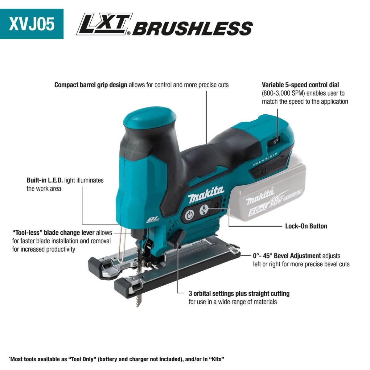 Makita XVJ05Z 18V LXT Lithium-Ion Brushless Cordless Barrel Grip