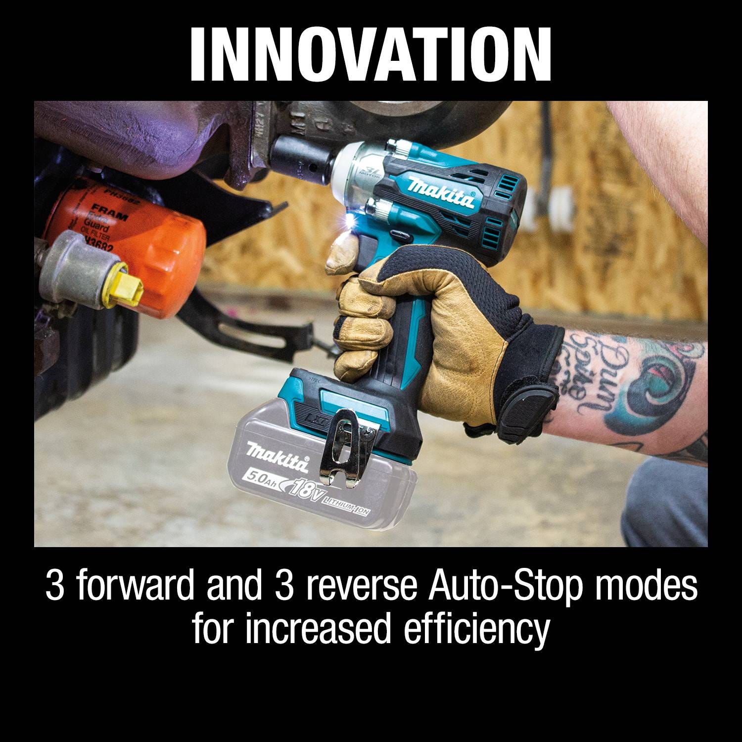 Makita XWT14Z 18V LXT Lithium-Ion Brushless Cordless 4-Speed 1/2" Sq. Drive Impact Wrench w/ Friction Ring Anvil, Tool Only