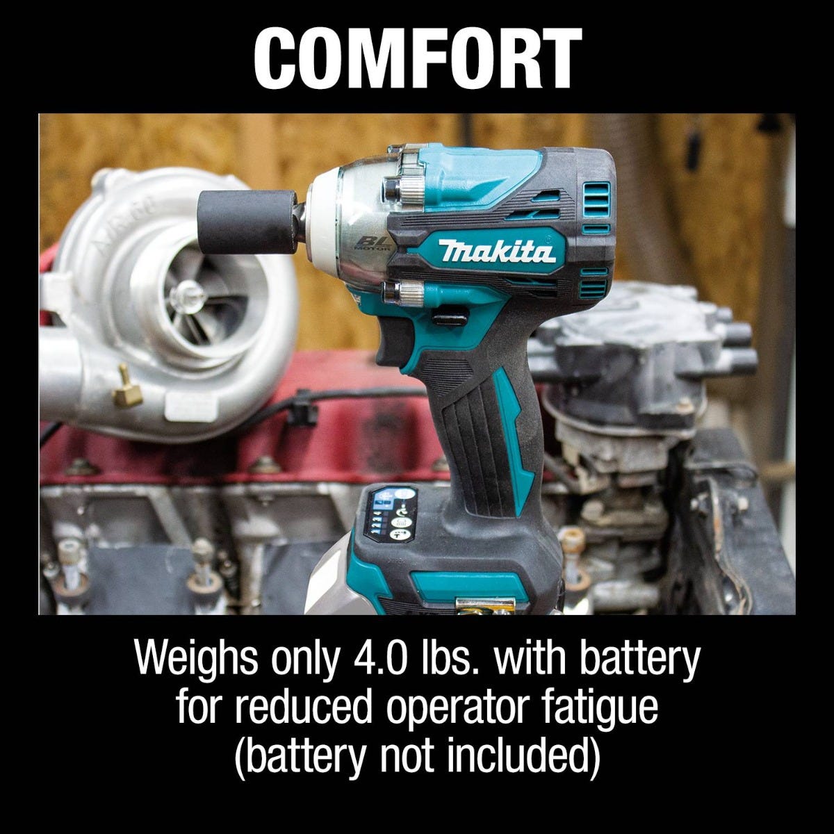 Makita XWT15XVZ 18V LXT Lithium-Ion Brushless Cordless 4-Speed 1/2" Sq. Drive Utility Impact Wrench w/ Detent Anvil, Tool Only