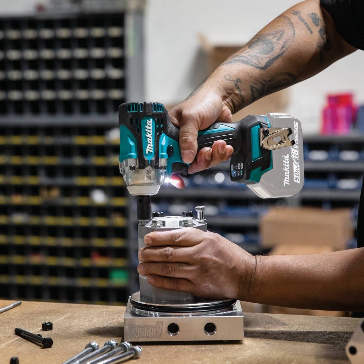 Makita XWT16Z 18V LXT Lithium-Ion Brushless Cordless 4-Speed 3/8" Sq. Drive Impact Wrench w/ Friction Ring Anvil, Tool Only