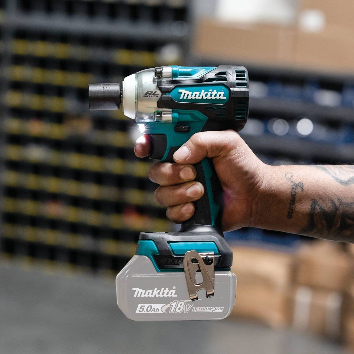 Makita XWT16Z 18V LXT Lithium-Ion Brushless Cordless 4-Speed 3/8" Sq. Drive Impact Wrench w/ Friction Ring Anvil, Tool Only