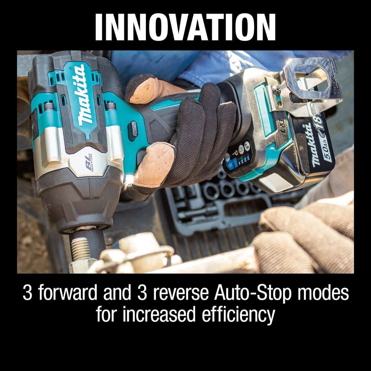 Makita XWT17T 18V LXT Lithium-Ion Brushless Cordless 4-Speed Mid-Torque 1/2-Inch Sq. Drive Impact Wrench with Friction Ring Anvil 5.0Ah Kit