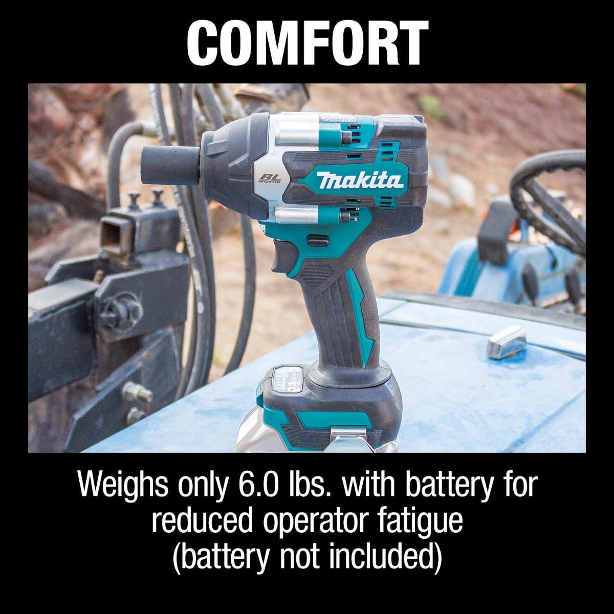 Makita XWT18Z 18V LXT Lithium-Ion Brushless Cordless 4-Speed Mid-Torque 1/2" Sq. Drive Impact Wrench w/ Detent Anvil, Tool Only