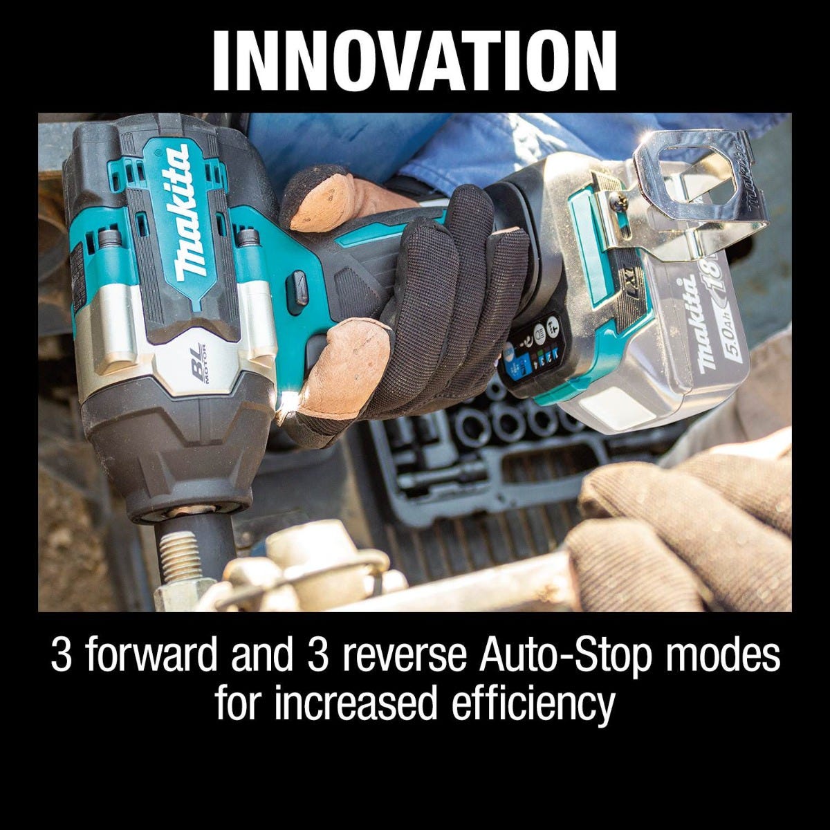 Makita XWT18Z 18V LXT Lithium-Ion Brushless Cordless 4-Speed Mid-Torque 1/2" Sq. Drive Impact Wrench w/ Detent Anvil, Tool Only