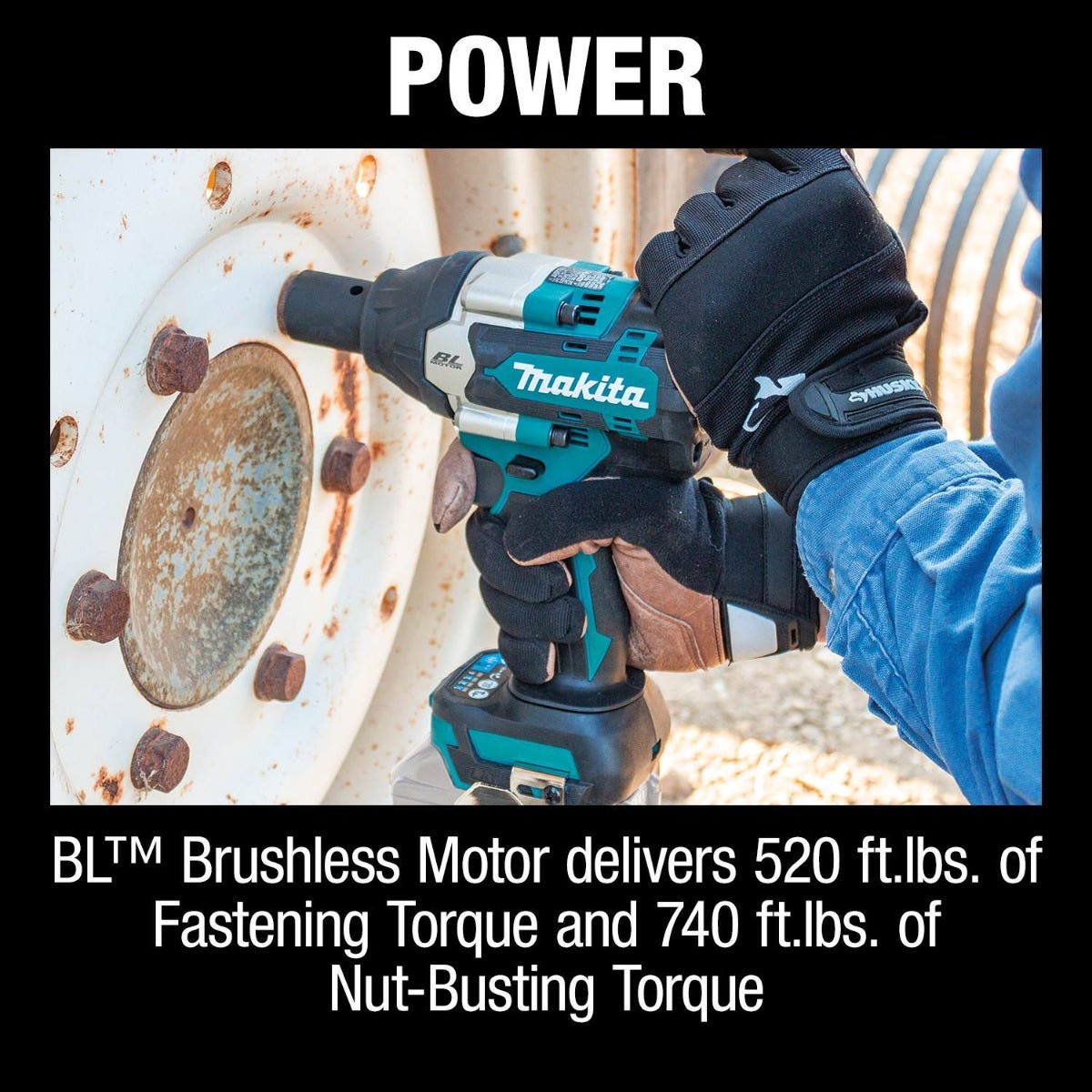 Makita XWT18Z 18V LXT Lithium-Ion Brushless Cordless 4-Speed Mid-Torque 1/2" Sq. Drive Impact Wrench w/ Detent Anvil, Tool Only