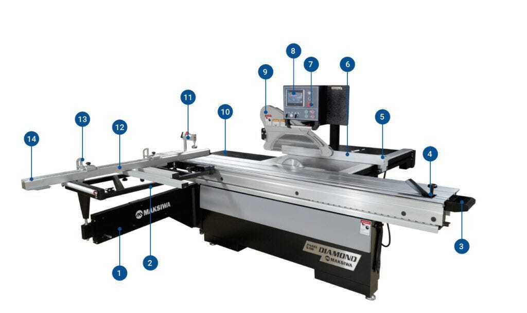 Maksiwa BMD.3200.IR DIAMOND DIAMOND Sliding Panel Saw, 3 Phase, 10HP, 220V