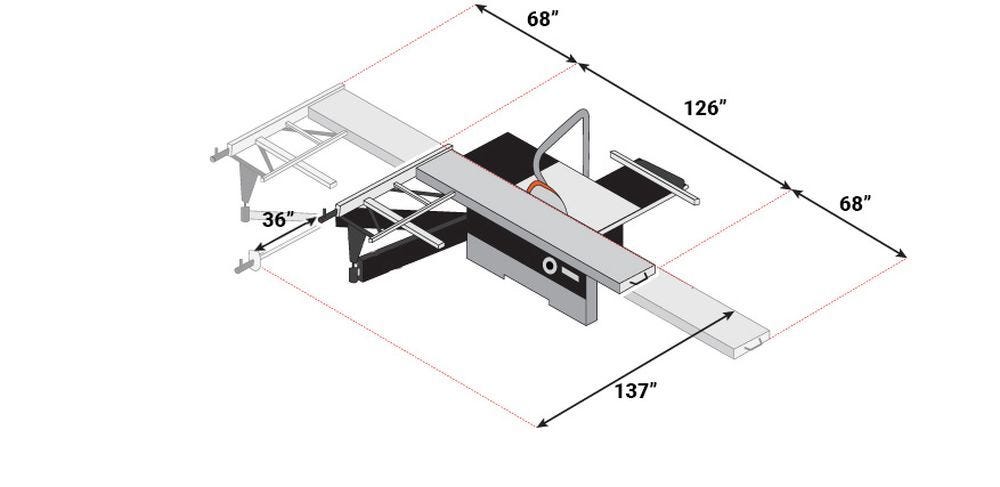 Maksiwa BMS.3200.IR Sliding Panel Saw, 1 Phase, 5HP, 220V