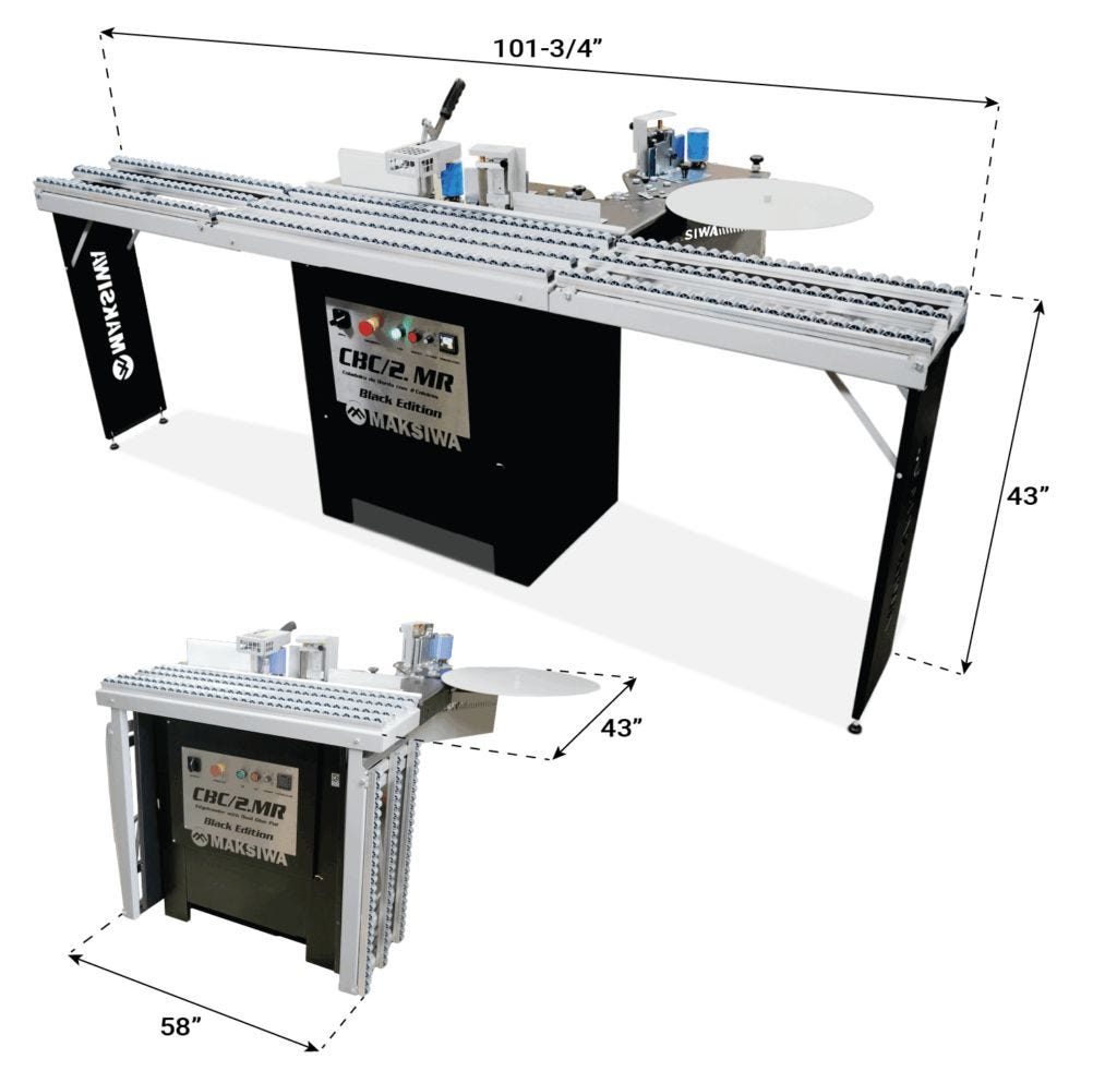 Maksiwa CBC/2.MR 2-Glue Pot Edgebander with Rollers, 1 Phase, 110V CBC.2/MR