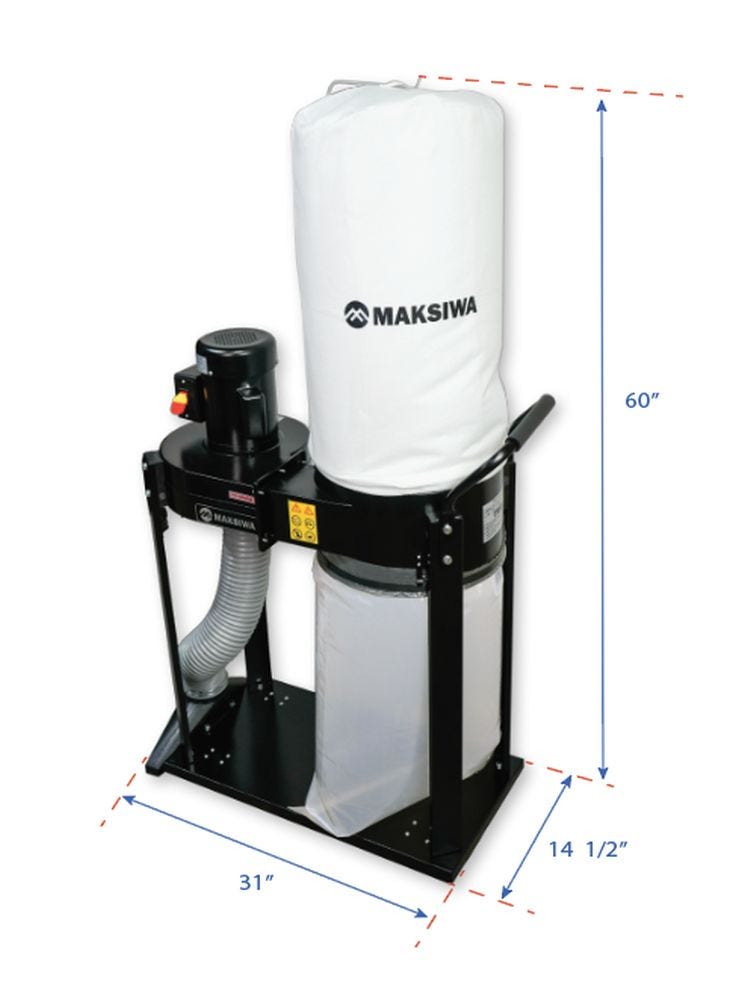 Maksiwa CP/1.C Dust Collector, 1HP, 1 Entry, 1 Phase
