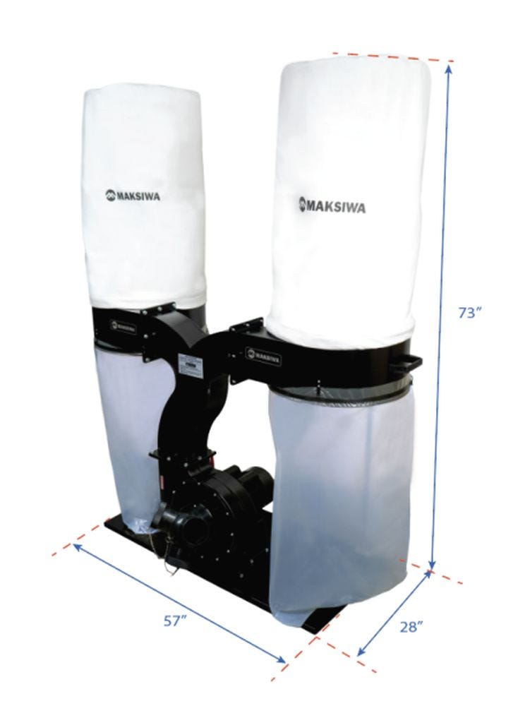 Maksiwa CPD/3.C Dust Collector, 3HP, 3 Entries, 1 Phase