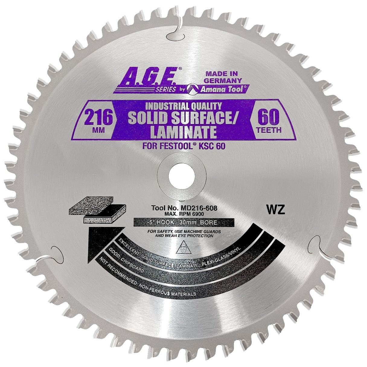 Amana Tools MD216-608 216mm x 64T Aluminum/Plastic Circular Saw Blade (Fits Festool KSC 60)