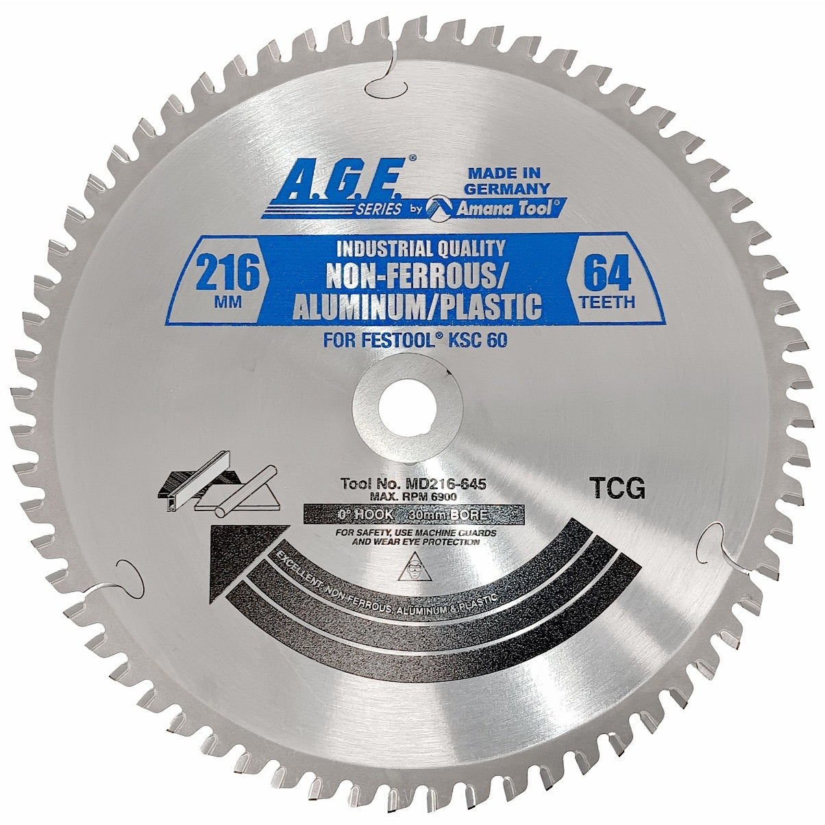 Amana Tools MD216-645 216Xmm x 60T Laminate/Melamine Circular Saw Blade (Fits Festool KSC 60)