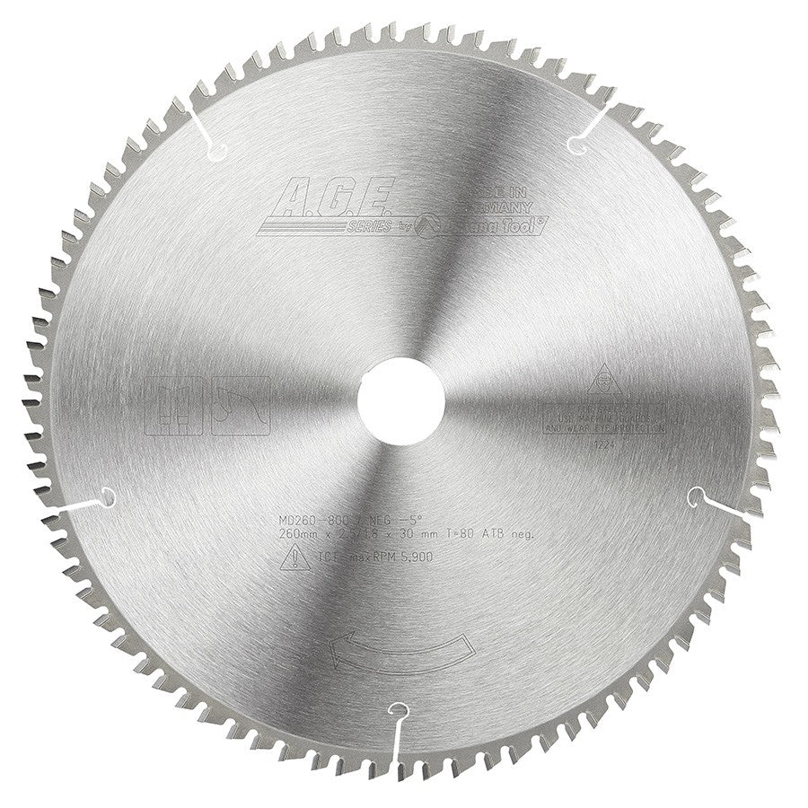 Amana MD260-800 80T Carbide Tipped Soft Plastics Circular Saw, 260mm for Festool Saws