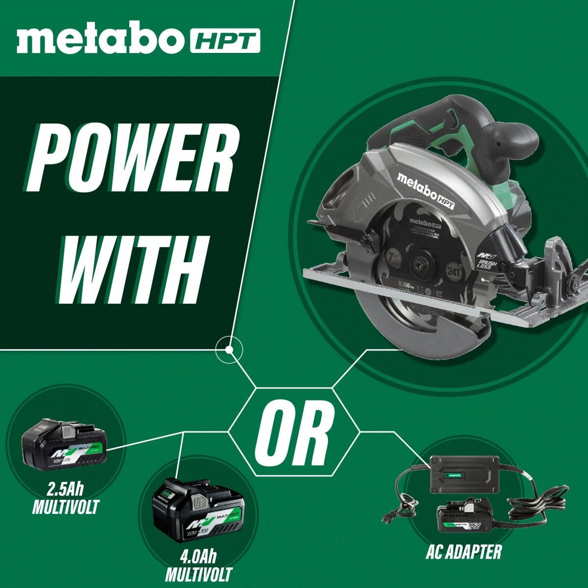 Metabo HPT C3607DAQ4M 36V MultiVolt Brushless 7-1/4-in Circular Saw, Tool Only