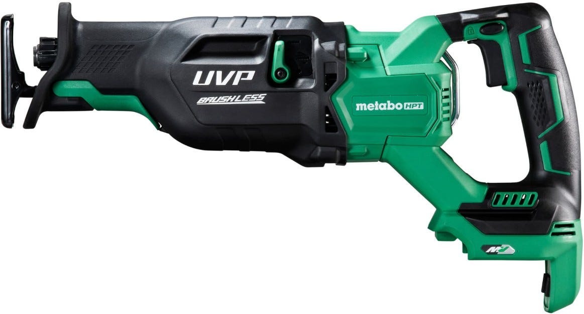 Metabo HPT 36V MultiVolt Brushless 7-1/4-in Circular Saw, Tool Only plus 36V Brushless Reciprocating saw, Tool Only and 36V/18V MultiVolt Lithium Ion Slide Battery and Charger 4.0Ah/8.0Ah Starter Kit