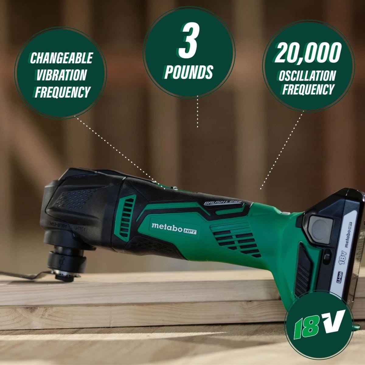 Metabo HPT CV18DBLQ5M 18V Brushless Lithium Ion Oscillating Multi-Tool, Tool Only
