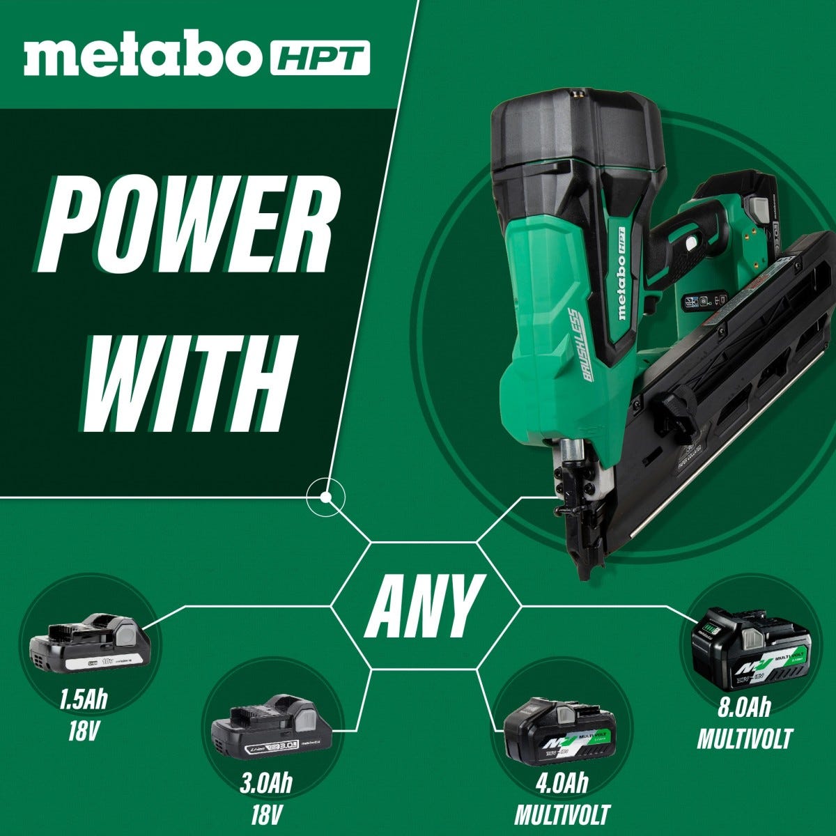 Metabo HPT NR1890DCSM 18V Paper Collated Brushless Cordless Framing Nailer 3 Ah MultiVolt Kit