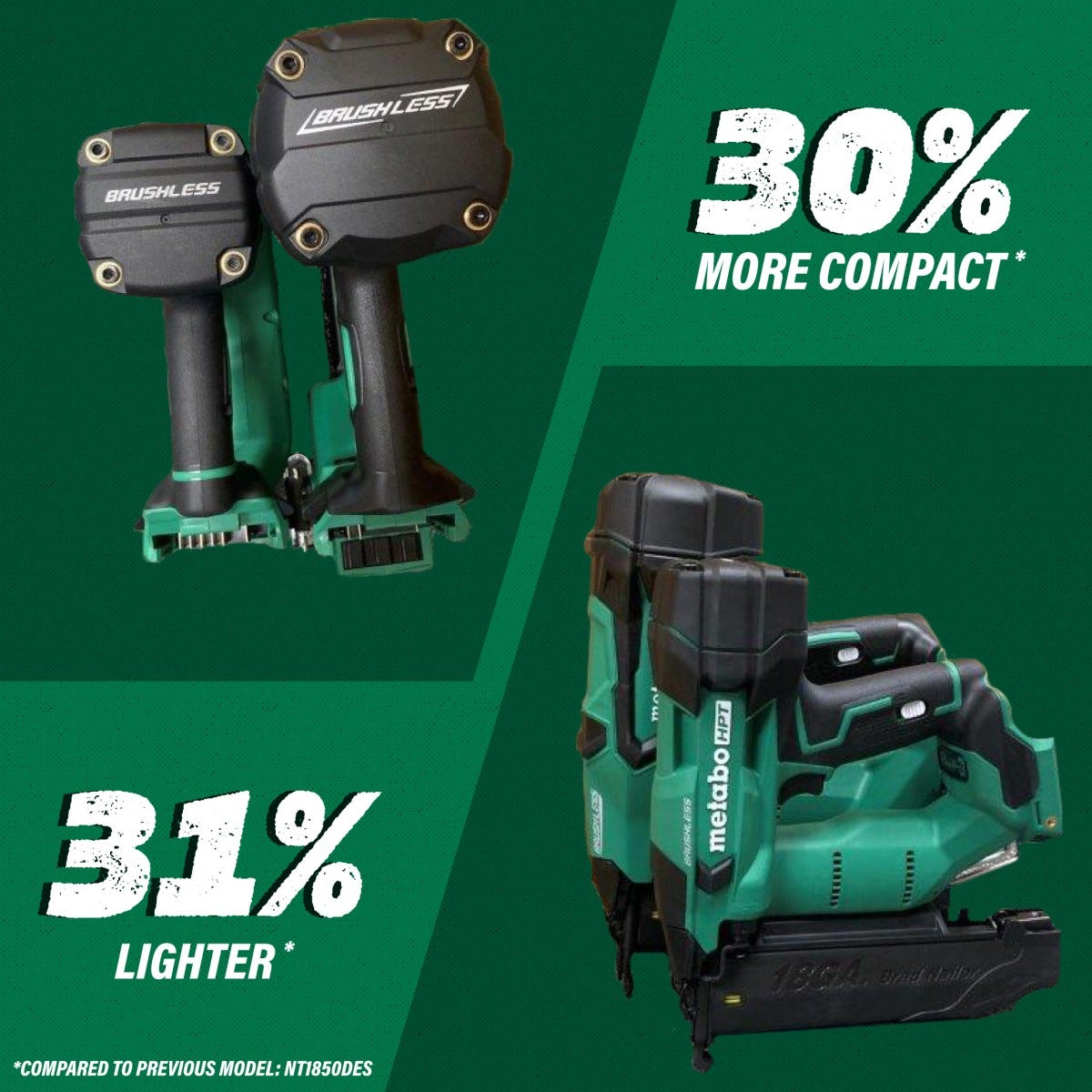 Metabo HPT NT1850DFM 18V Cordless 18 Gauge Compact Brad Nailer 3 Ah MultiVolt Kit