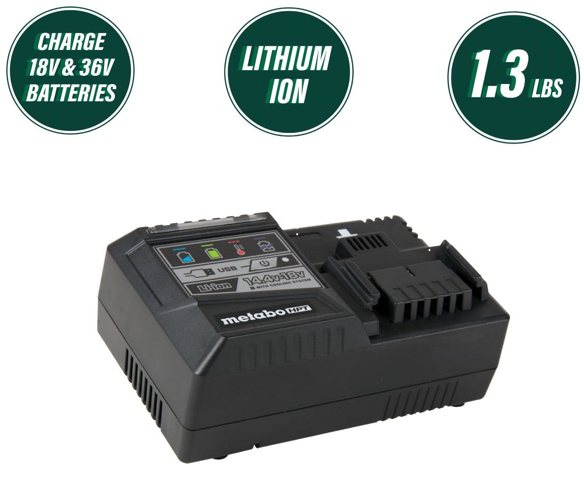 Metabo HPT UC18YSL3M 18v-36v Rapid Charger with USB Port