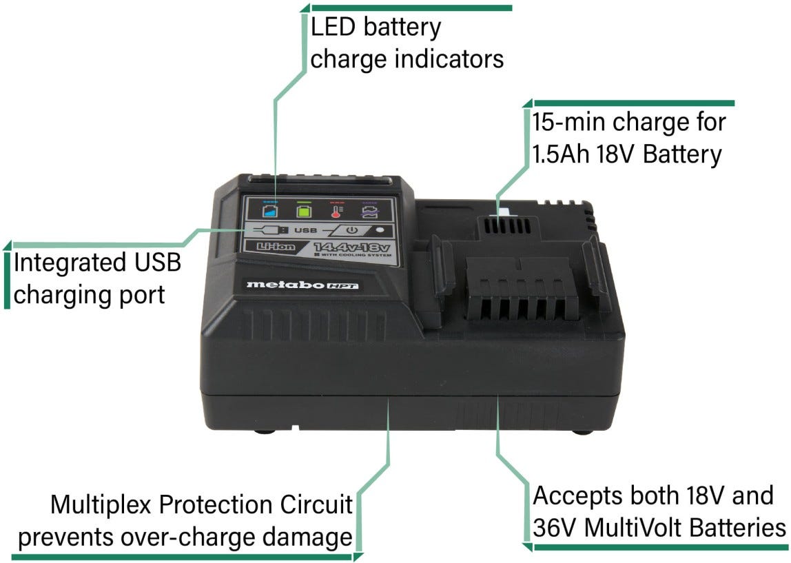 Metabo HPT UC18YSL3SM 18V Lithium Ion Battery and Charger Kit