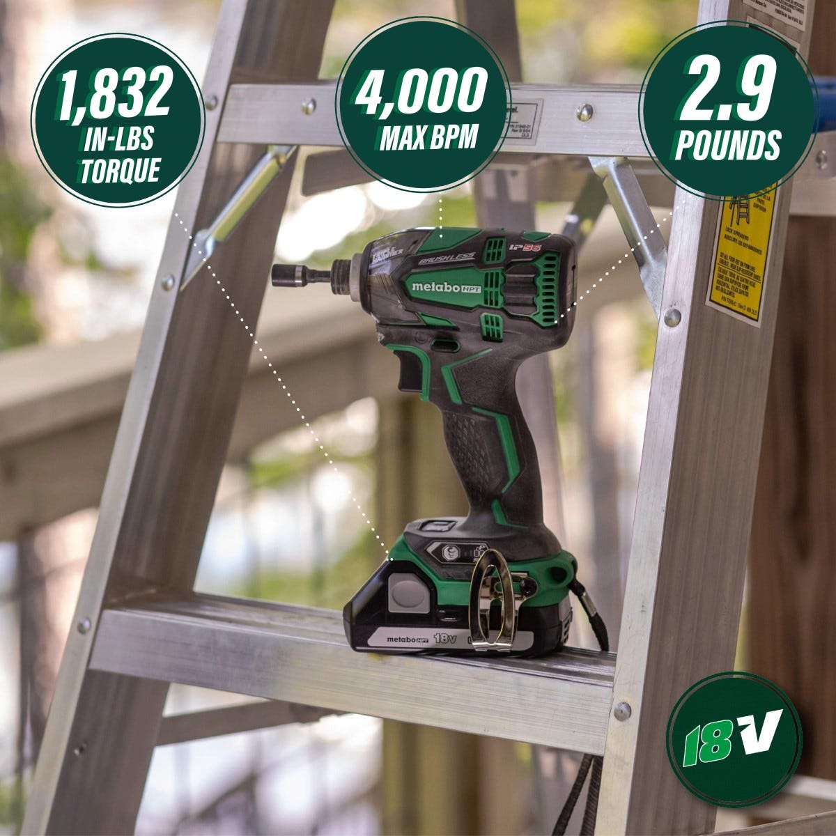 Metabo HPT WH18DBDL2CM 18V BL Triple Hammer Impact Driver Kit