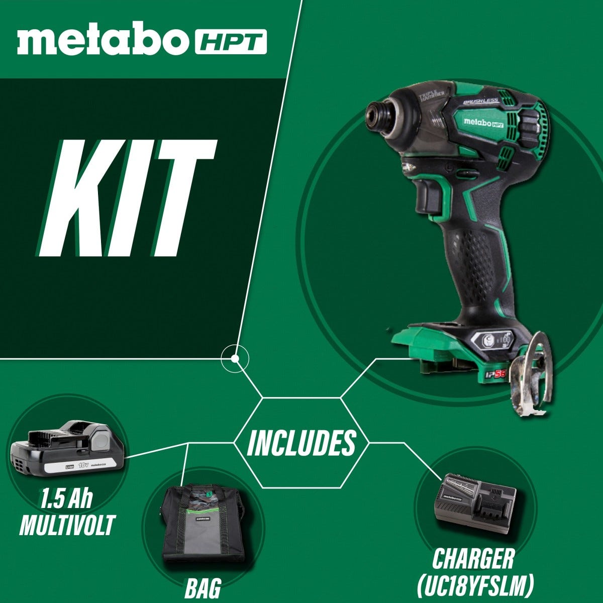 Metabo HPT WH18DBDL2CM 18V BL Triple Hammer Impact Driver Kit