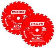 Diablo D0624VPX 6-1/2-in. x 24-Tooth Framing Saw Blade Value-Pack, 2-Pack