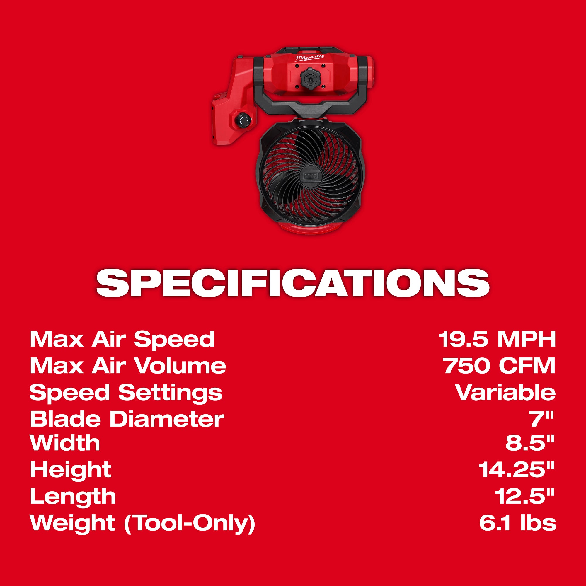 Milwaukee 0817-20 M18 Brushless Scissor Lift Fan, Tool Only