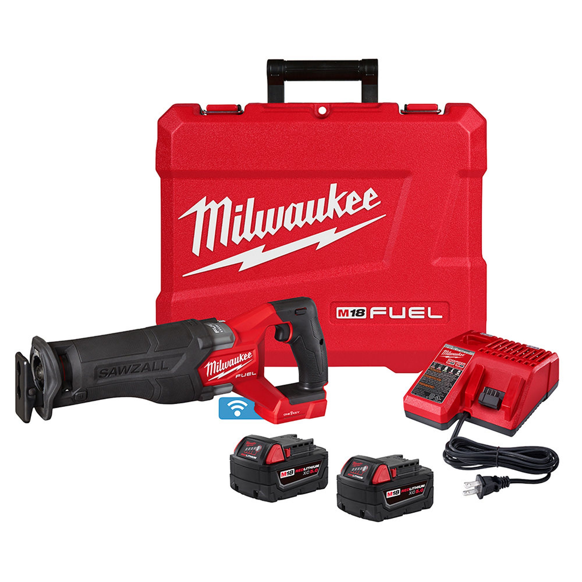 Milwaukee 2822-22 M18 FUEL SAWZALL Recip Saw with One-Key, 5.0 Kit