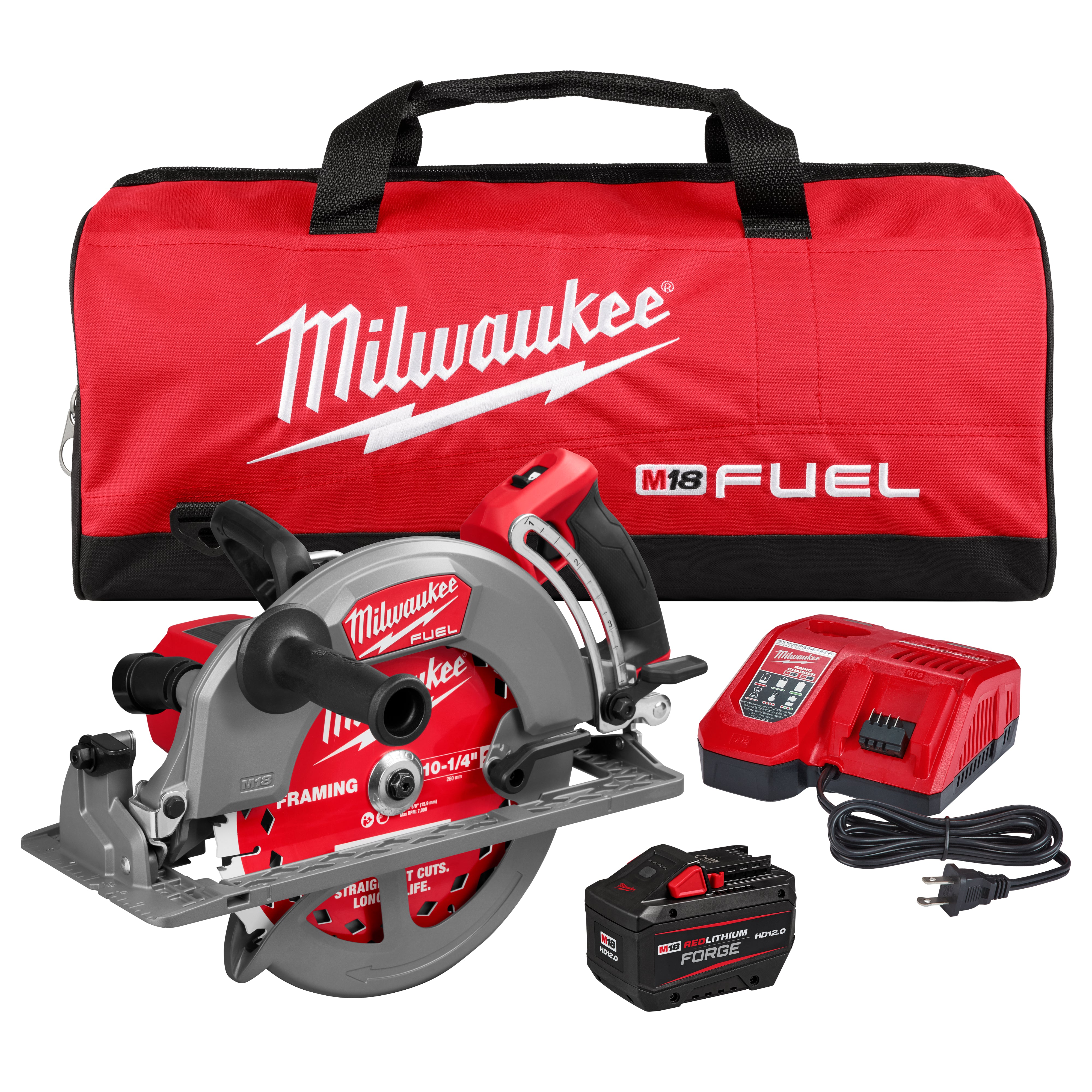 Milwaukee M18 FUEL 10-1/4-in. Rear Handle Circular Saw FORGE 12.0Ah Kit (3026-21HD)