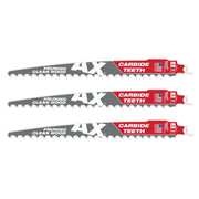 Milwaukee 48-00-5332 9-Inch 3-TPI The AX with Carbide Teeth for Pruning & Clean Wood SAWZALL Reciprocating Saw Blade, 3-Pack