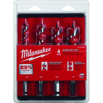 Milwaukee 48-13-4000 4-Piece  6-1/2" Spur Auger Bit Set