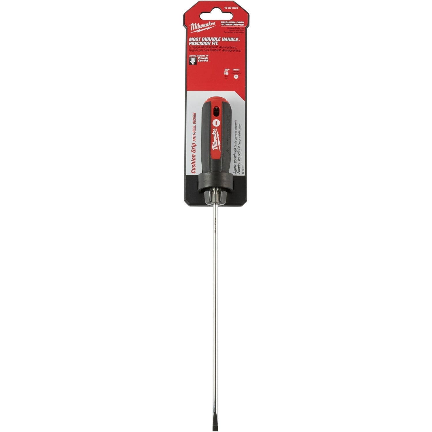 Milwaukee 48-22-2833 3/16" Cabinet - 8" Cushion Grip Screwdriver