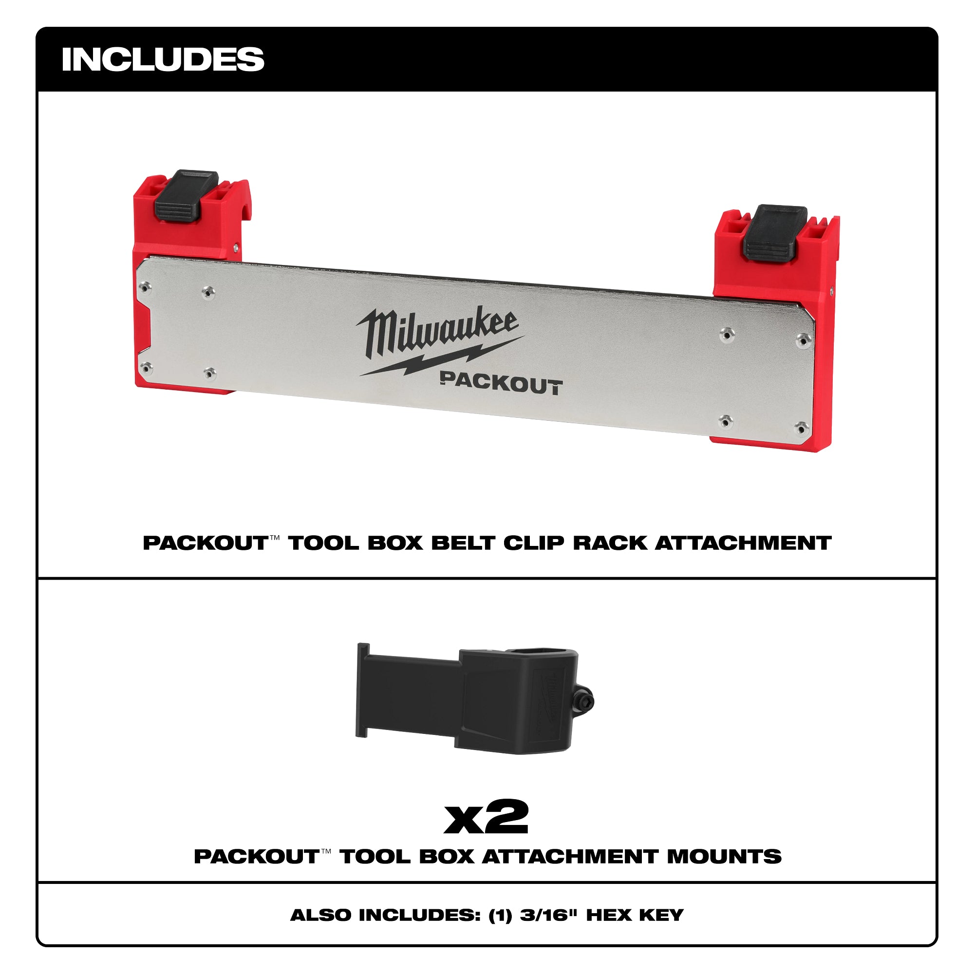 Milwaukee 48-22-8609 PACKOUT Tool Box Belt Clip Rack Attachment