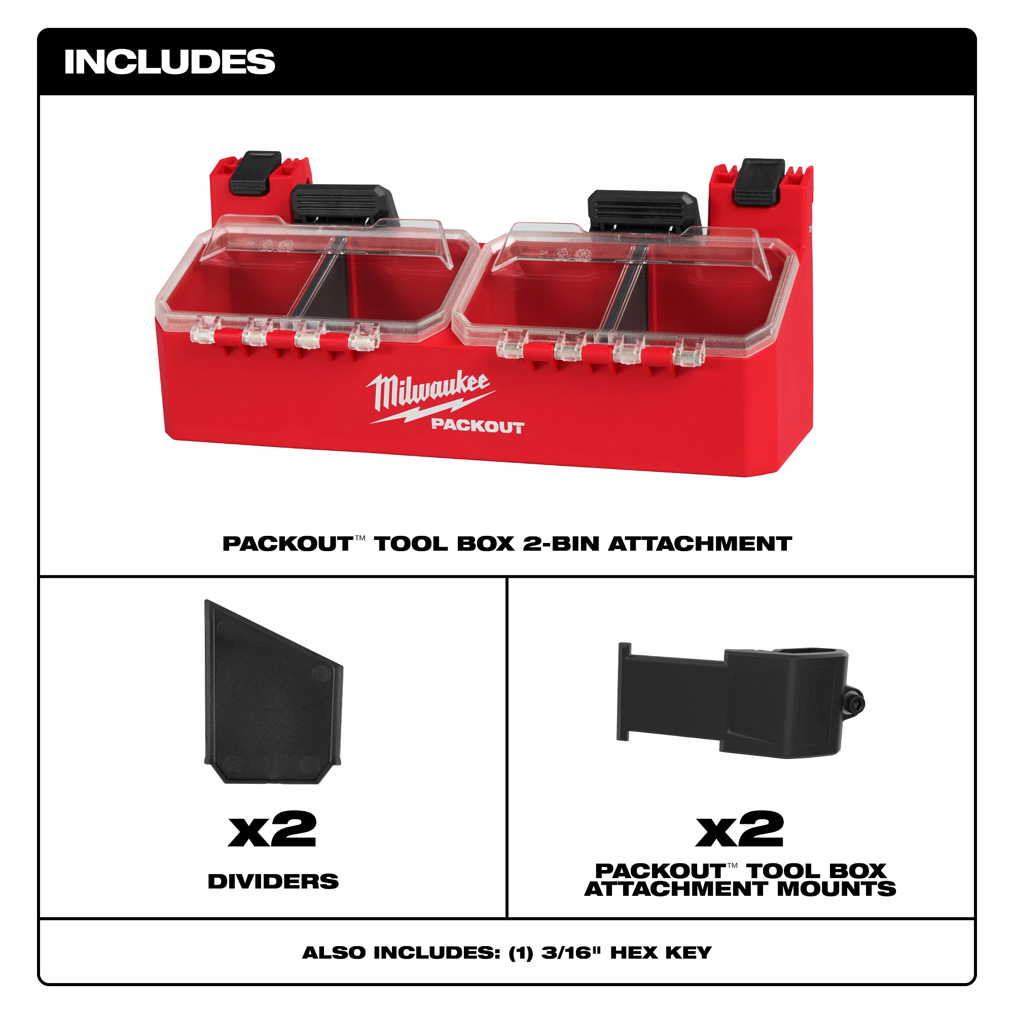 Milwaukee 48-22-8610 PACKOUT Tool Box 2-Bin Attachment – Tool Nut